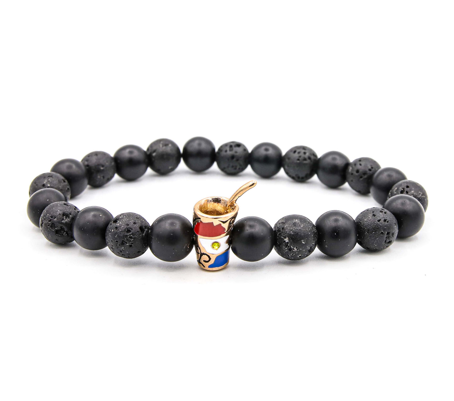 Pulsera Terere Oro Rosa Volcanica/Onyx