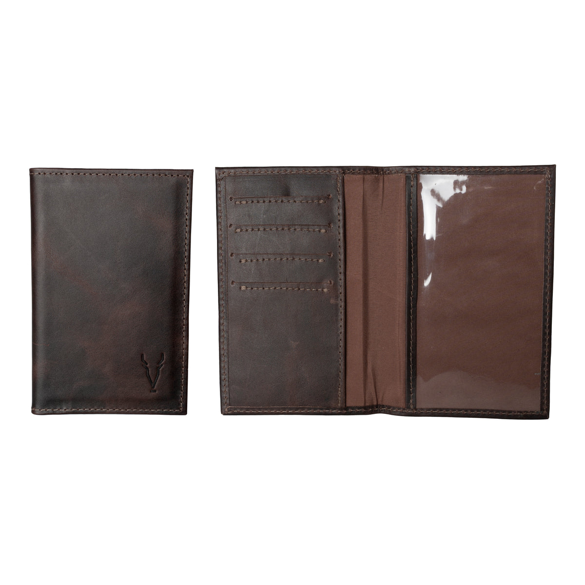 Porta Pasaporte Marron Oscuro Vintage