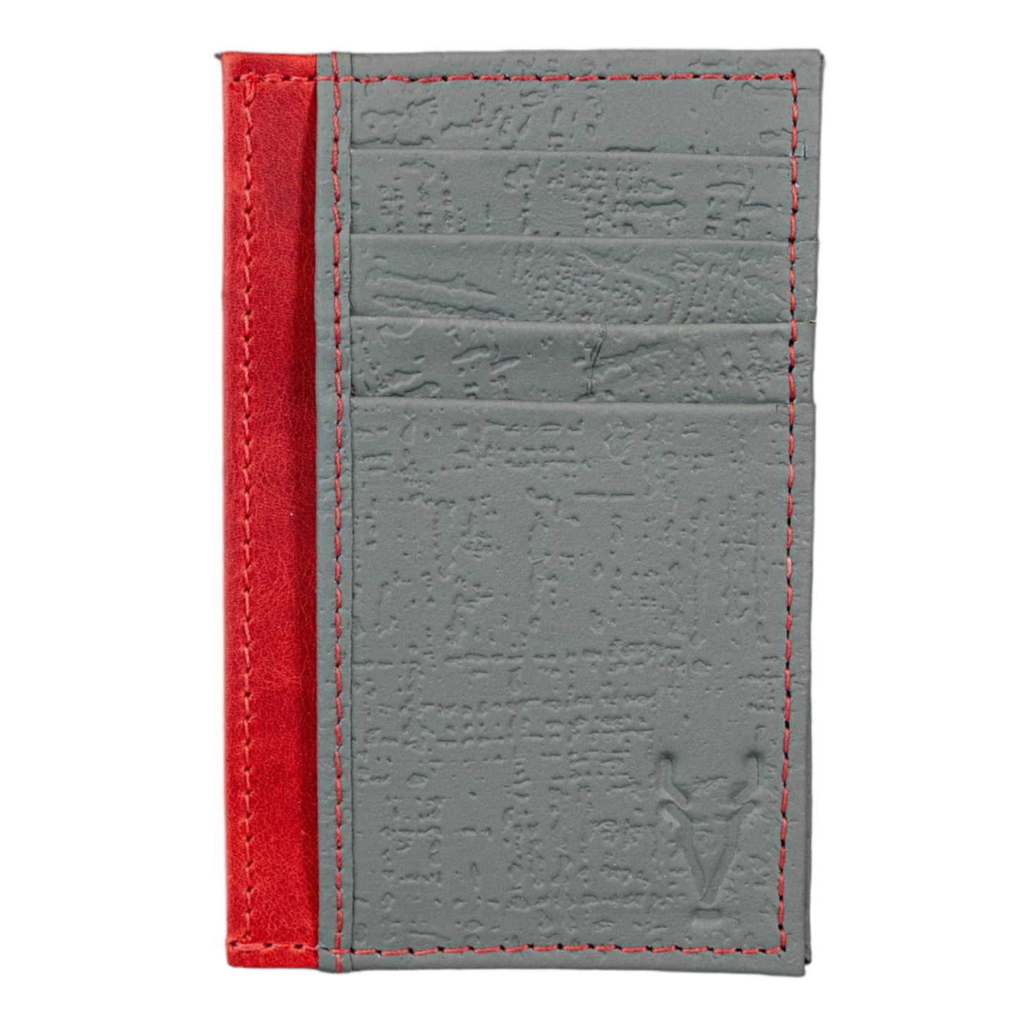 Tarjetero Model X Gris Egipcio con Rojo Vintage