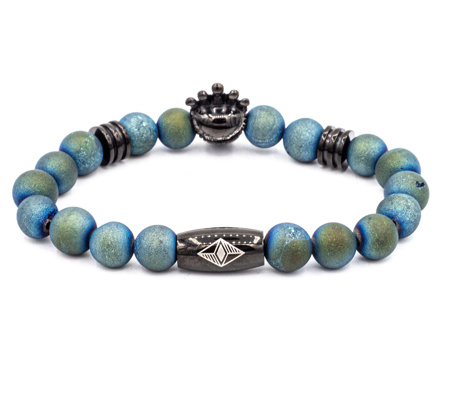 Pulsera Death King Rodio / Verde Azulado
