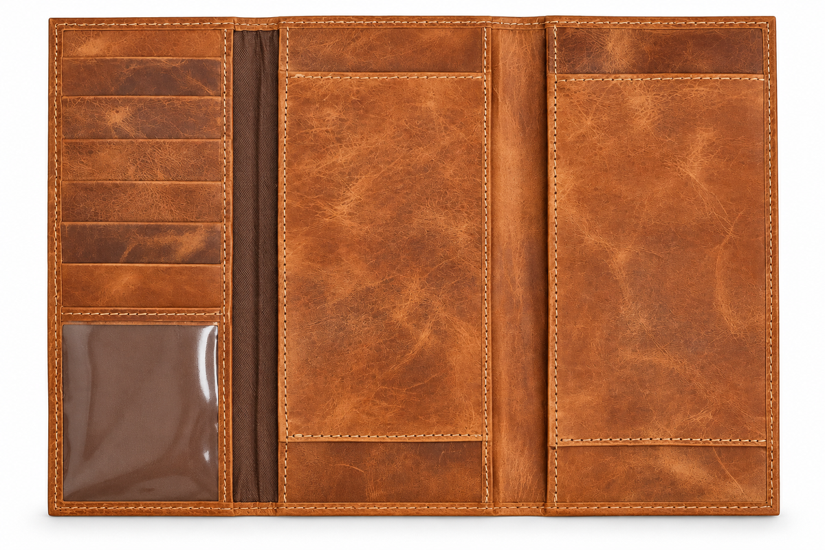 Porta Chequera Doble Mostaza Vintage