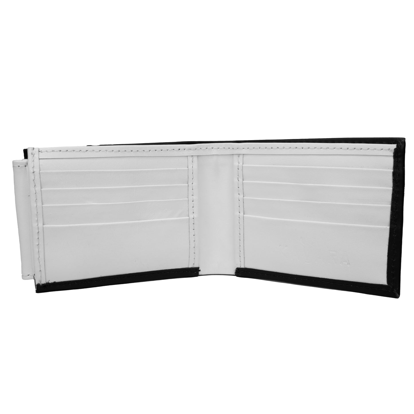 Billetera con Tarjetero Extraible Negro Mate interior Blanco