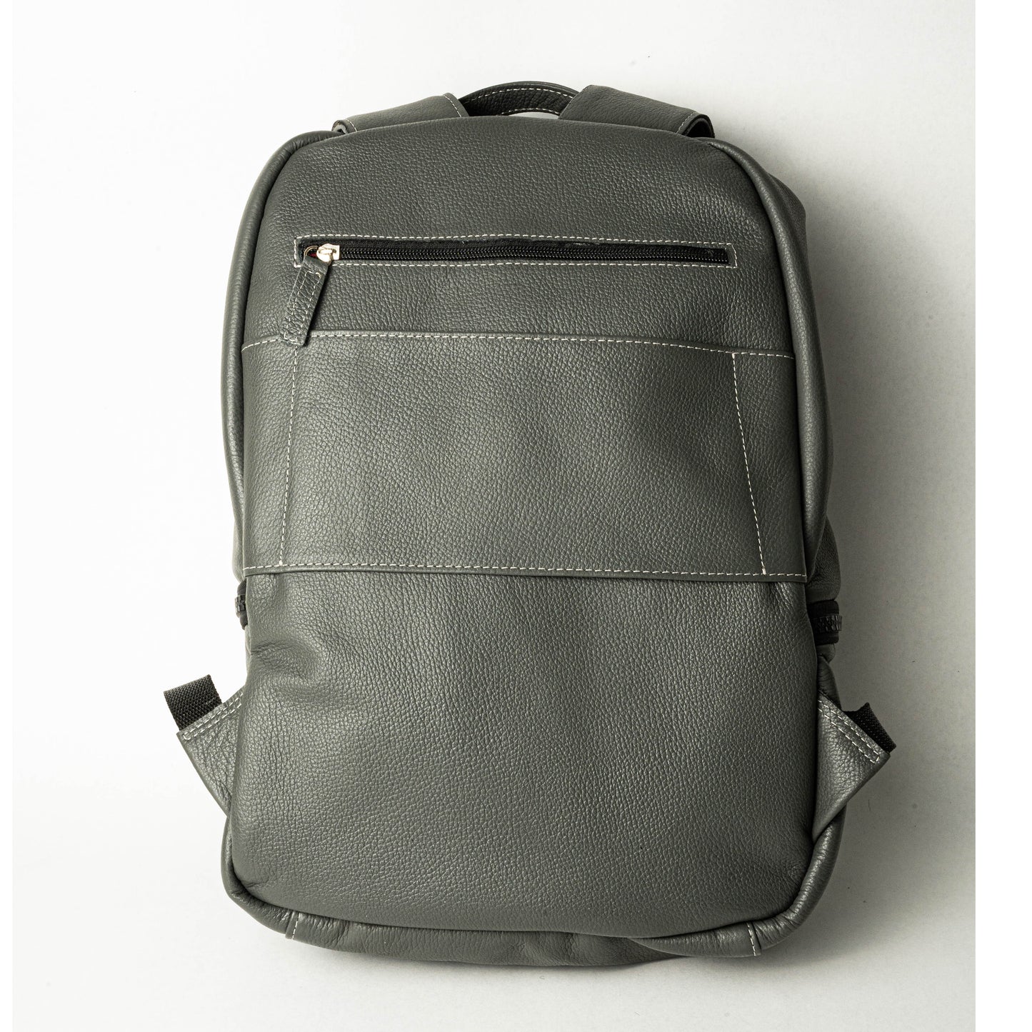 Mochila Cuero Gris Granulado