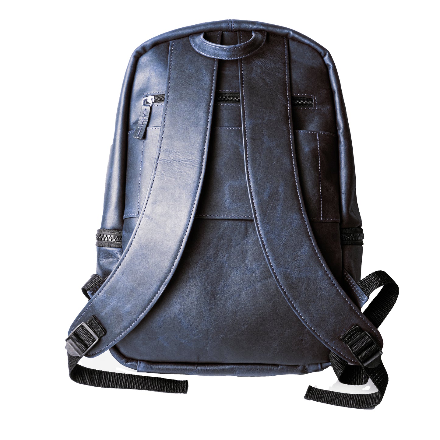 Mochila Cuero Azul Vintage
