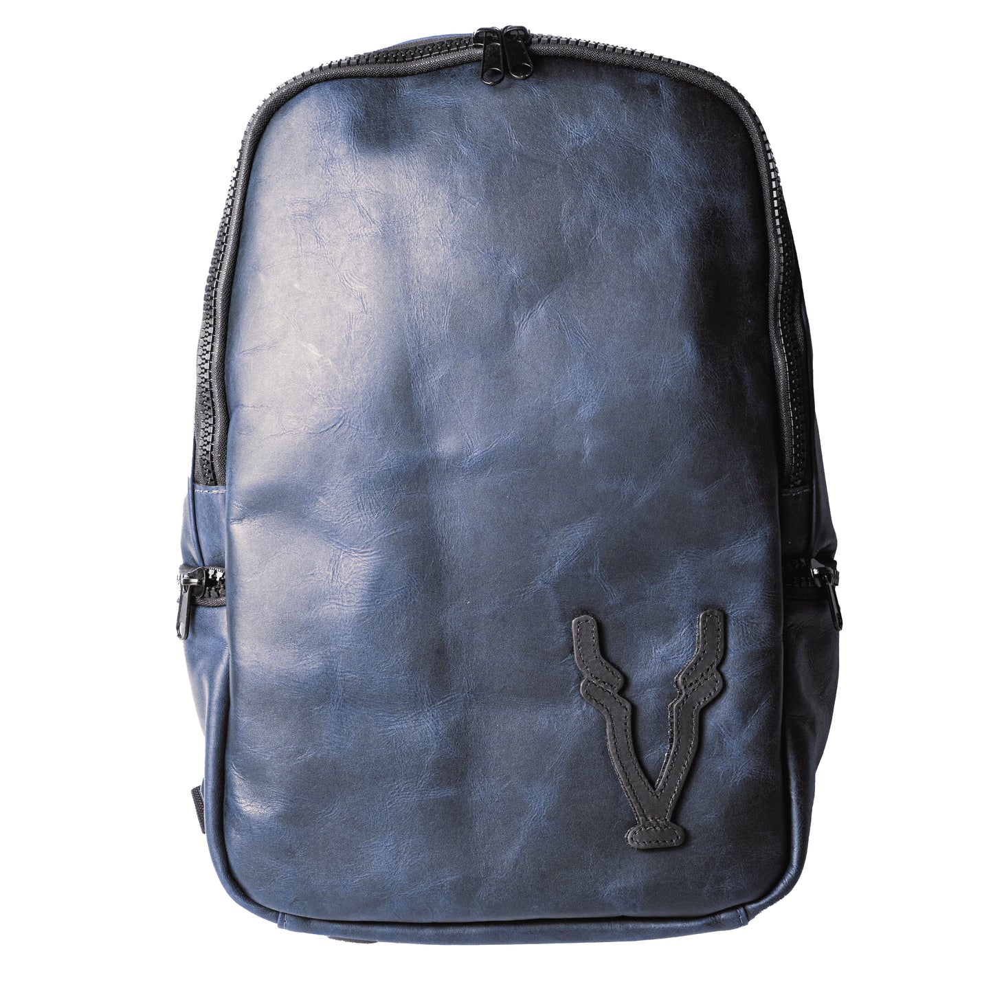 Mochila Cuero Azul Vintage