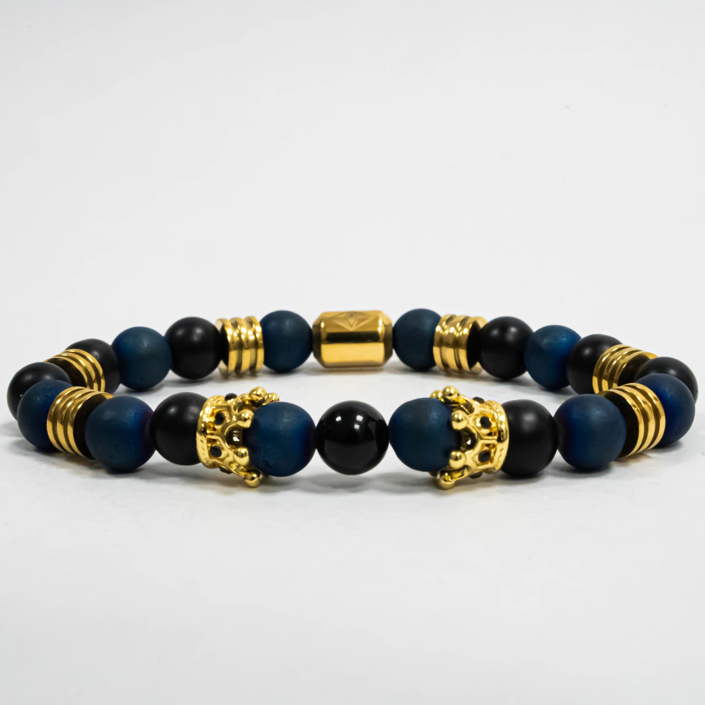 Pulsera Double King Oro18k Onyx/Agatha Drusa Blue