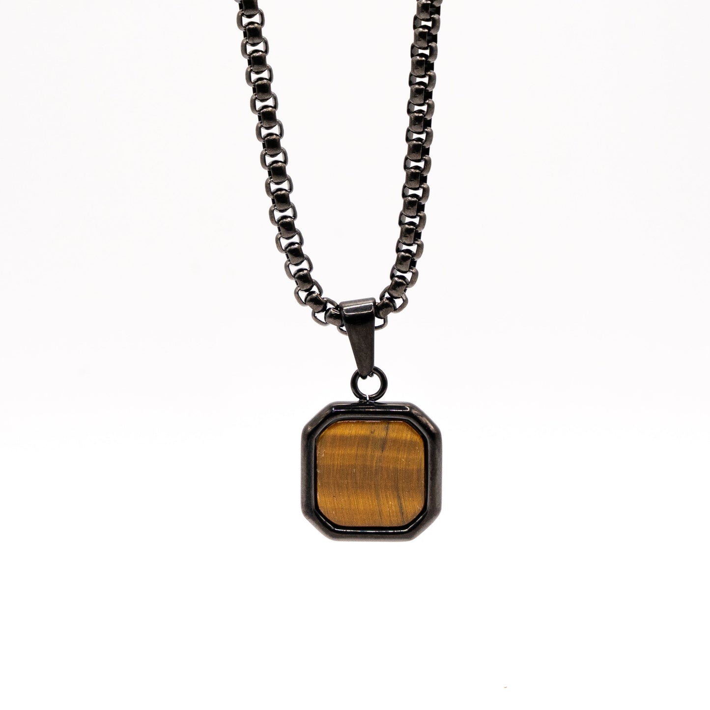 Cadena Pearl con Square Tiger Eyes