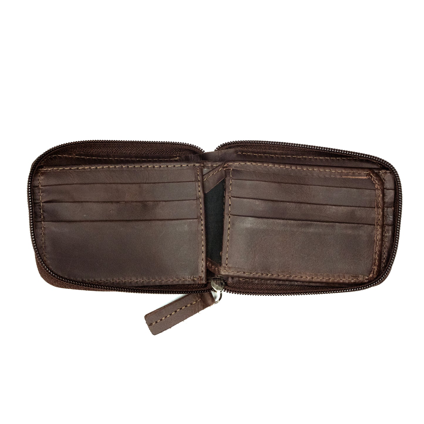 Billetera con Cierre Marrón Oscuro Vintage