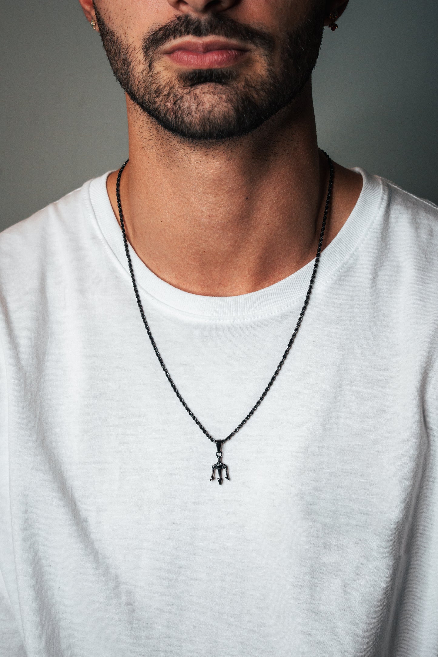 Cadena Rope Fina con Tridente Minimalista