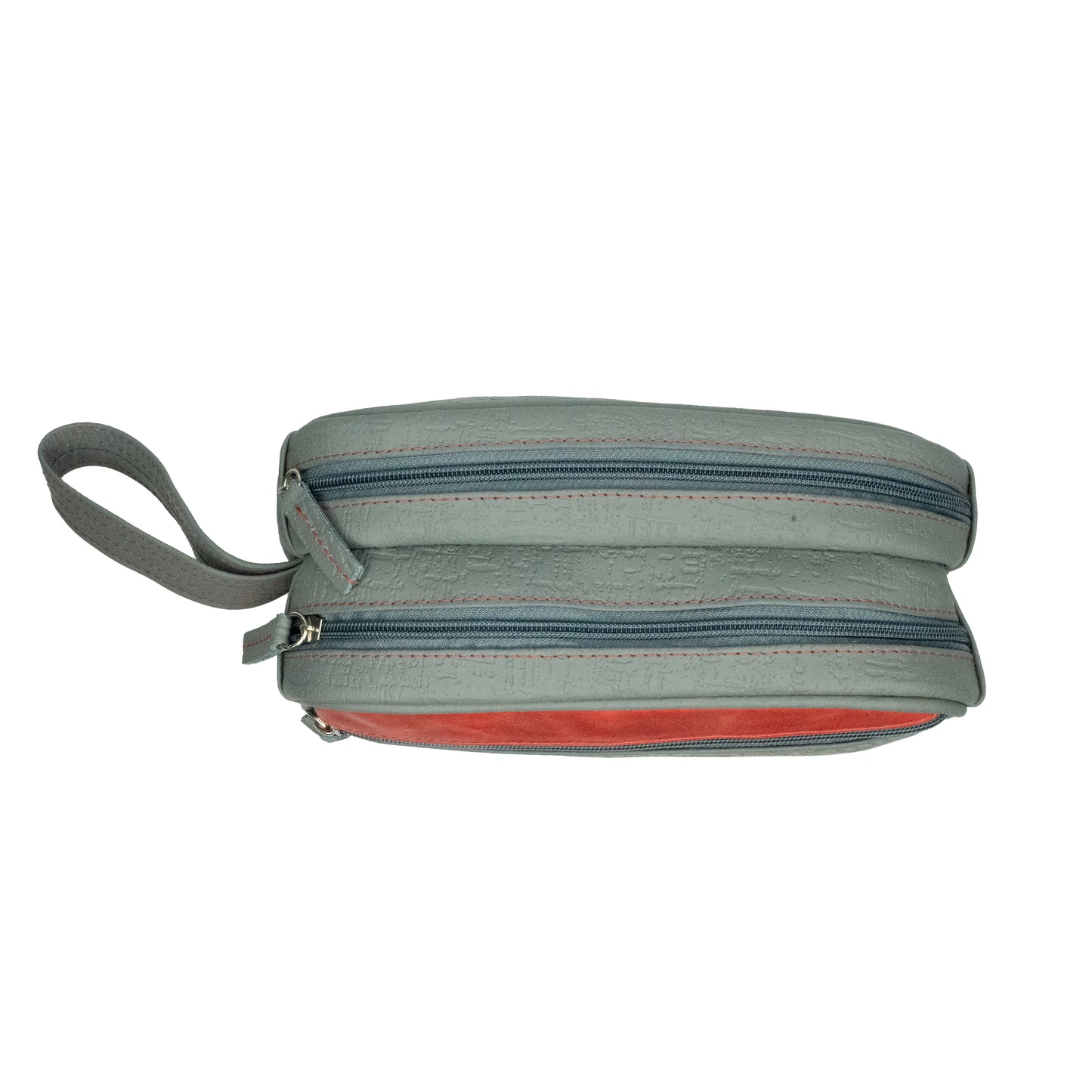 Neceser Doble Gris Egipcio interior Rojo Vintage