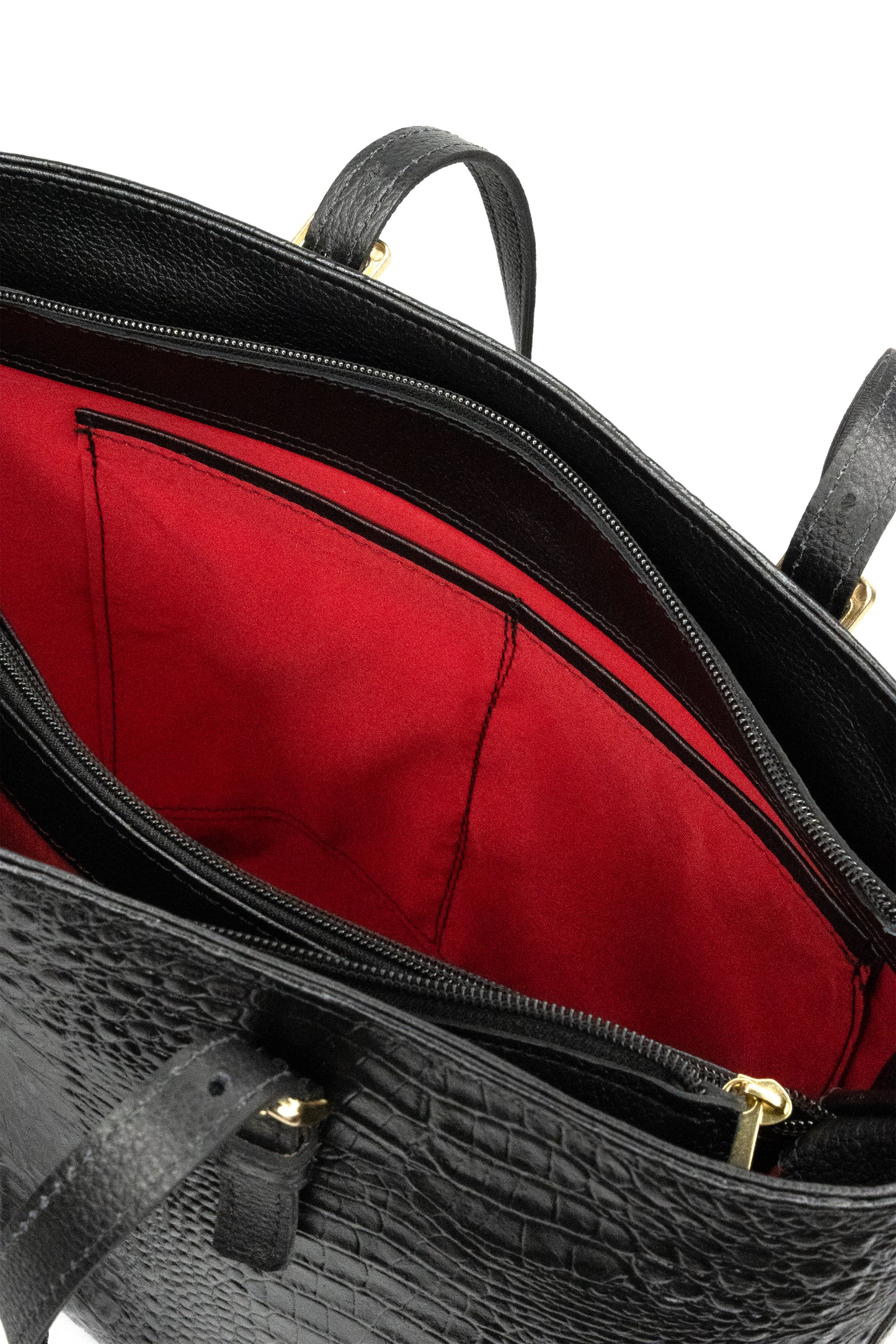 Cartera Tote Negro Cocodrilo