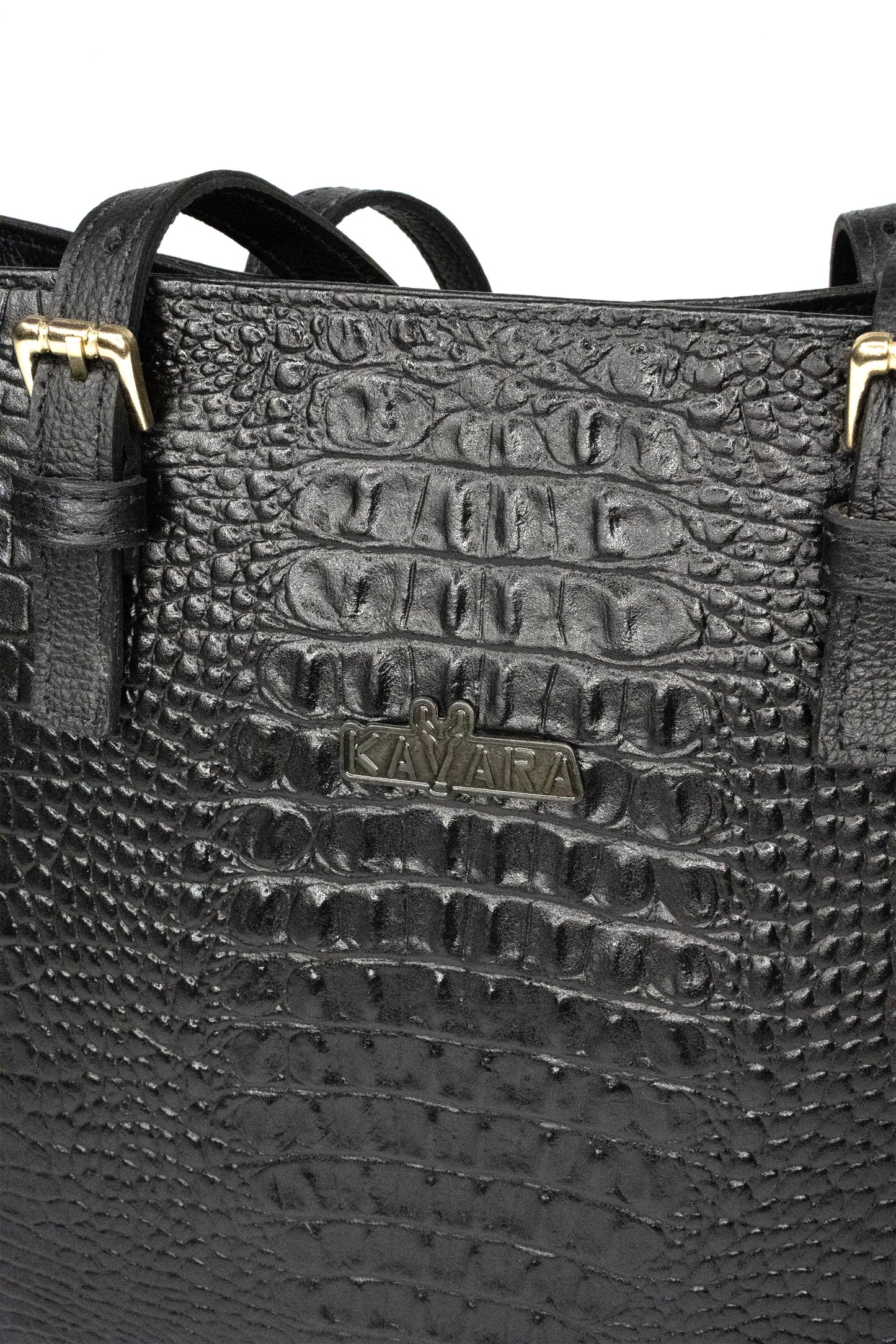 Cartera Tote Negro Cocodrilo