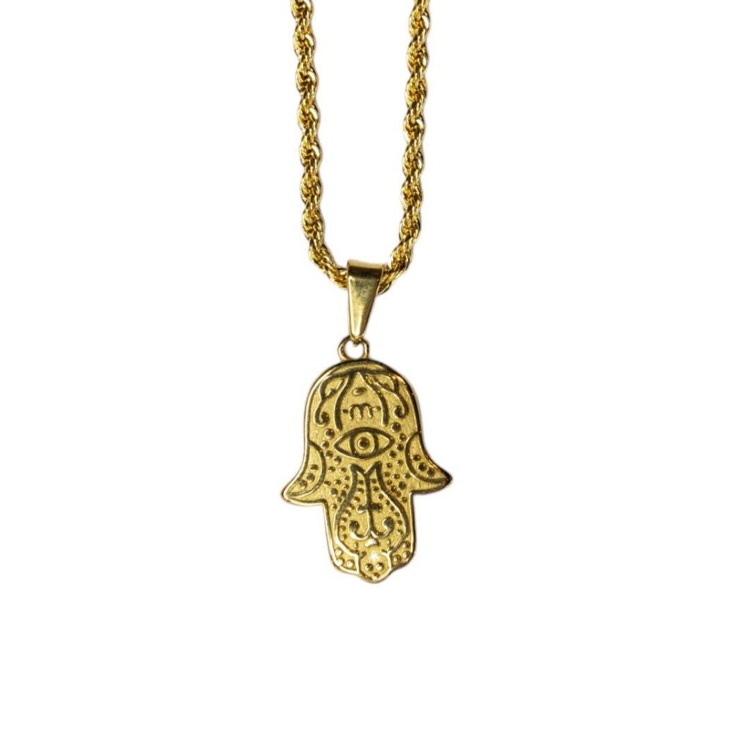 Cadena Rope Fina con Dije de Hamsa