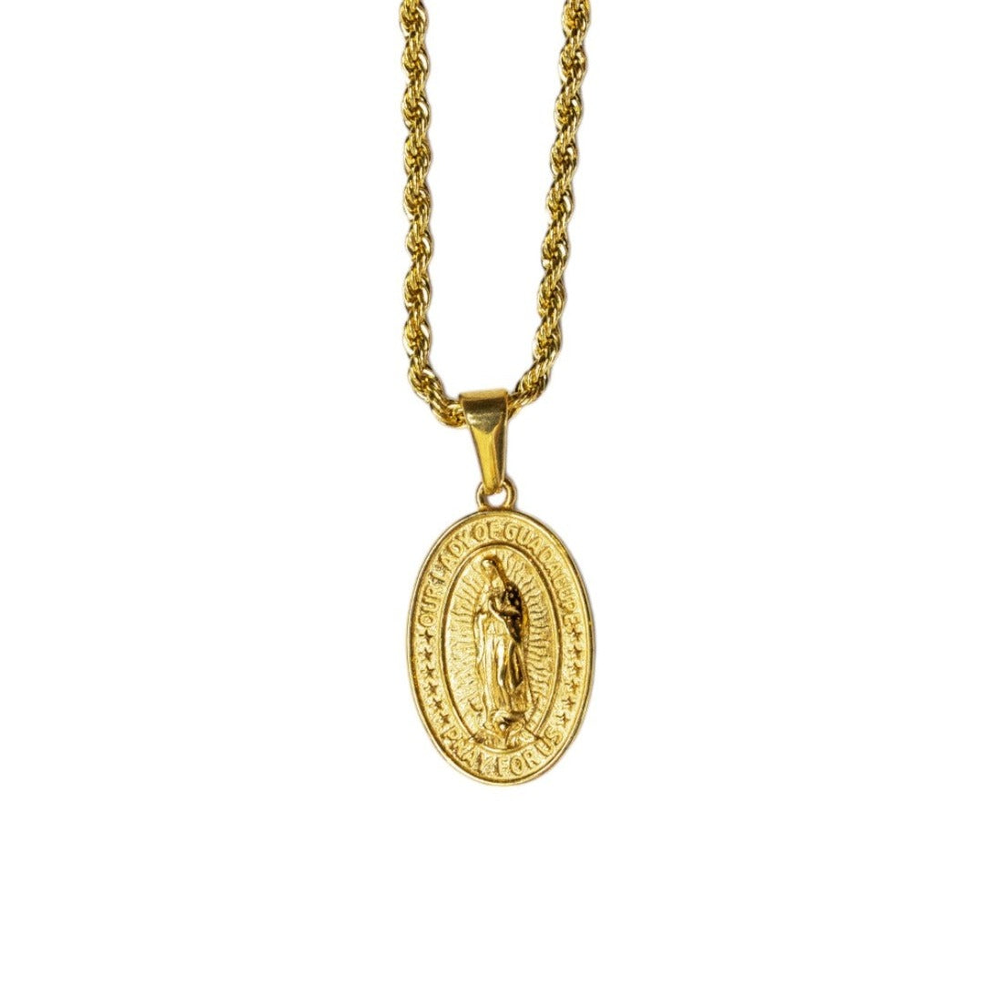 Cadena Rope Fina con Virgen de Guadalupe