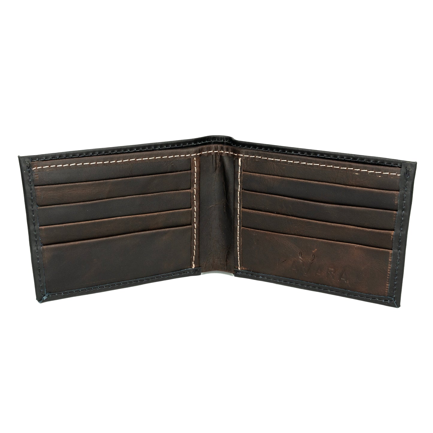 Billetera Grande Negro Mate interior Marron Oscuro Vintage
