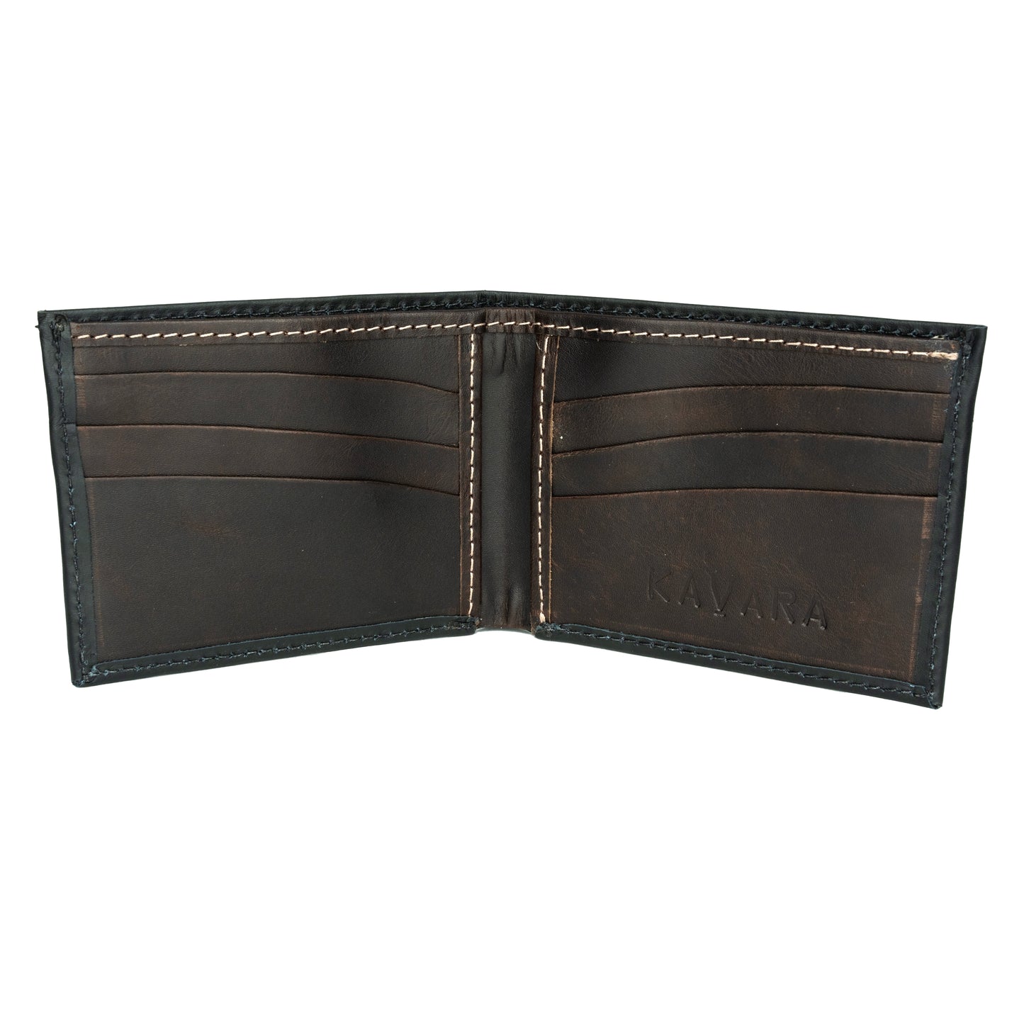 Billetera Compacta Negro Mate interior Marron Oscuro Vintage