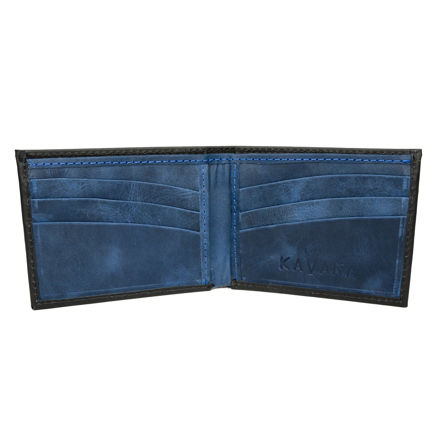 Billetera Compacta Negro Mate interior Azul Vintage