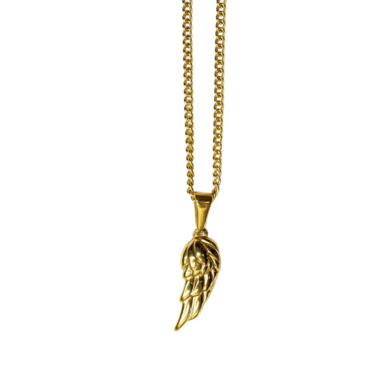 Cadena Cubana Fina con Mini Angel Wing