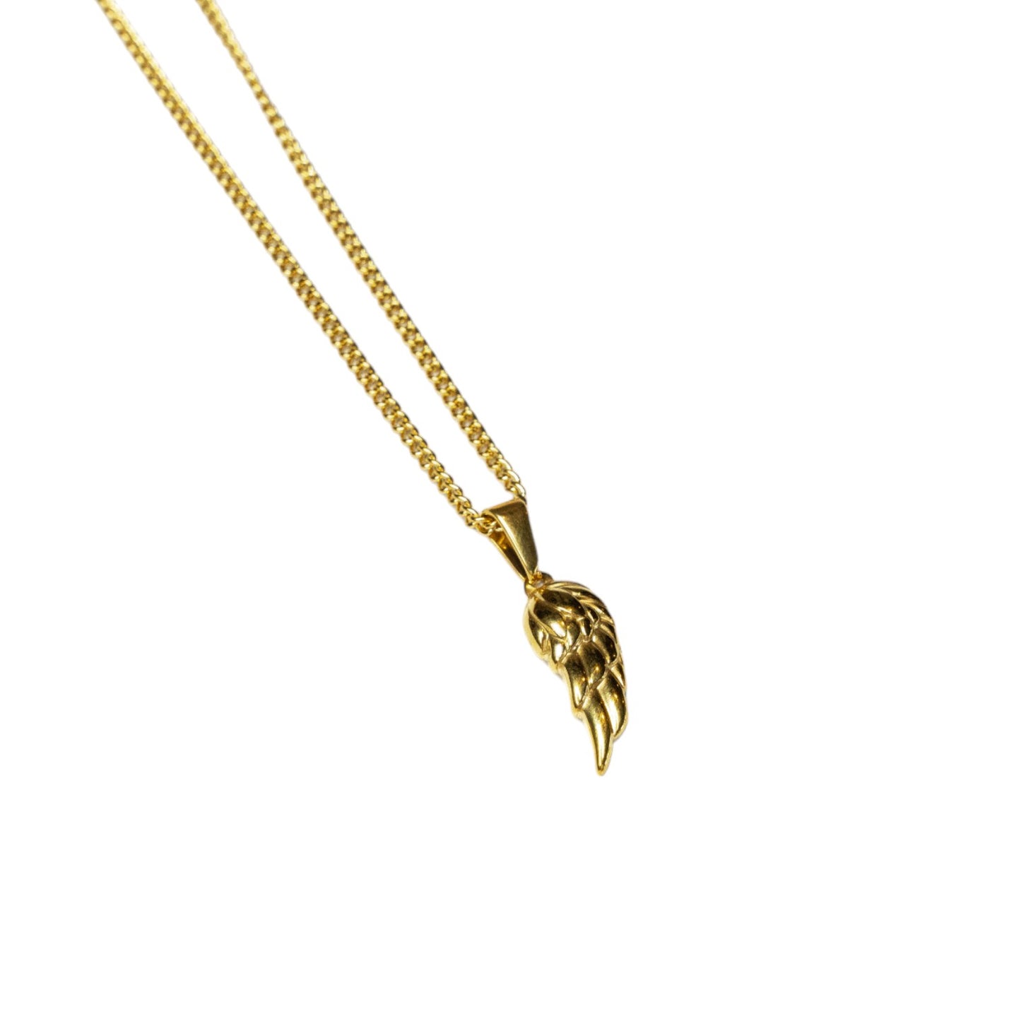 Cadena Cubana Fina con Mini Angel Wing