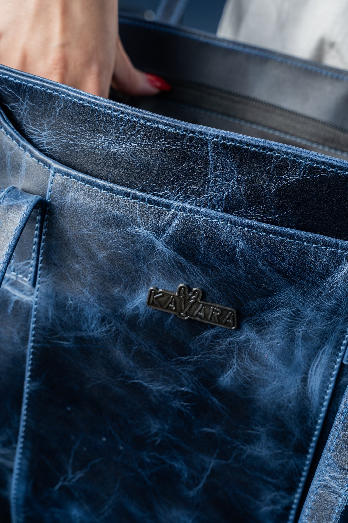 Cartera Tote Azul Vintage