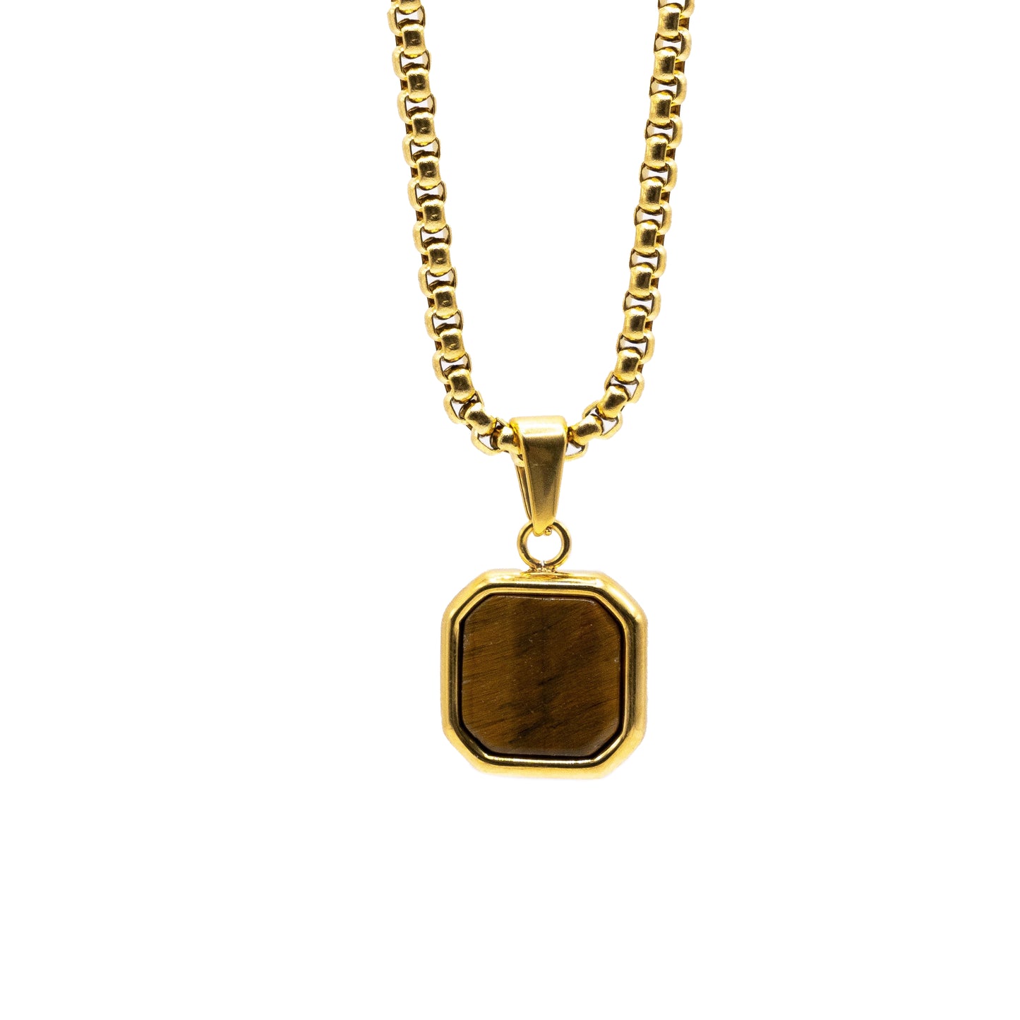 Cadena Pearl con Square Tiger Eyes