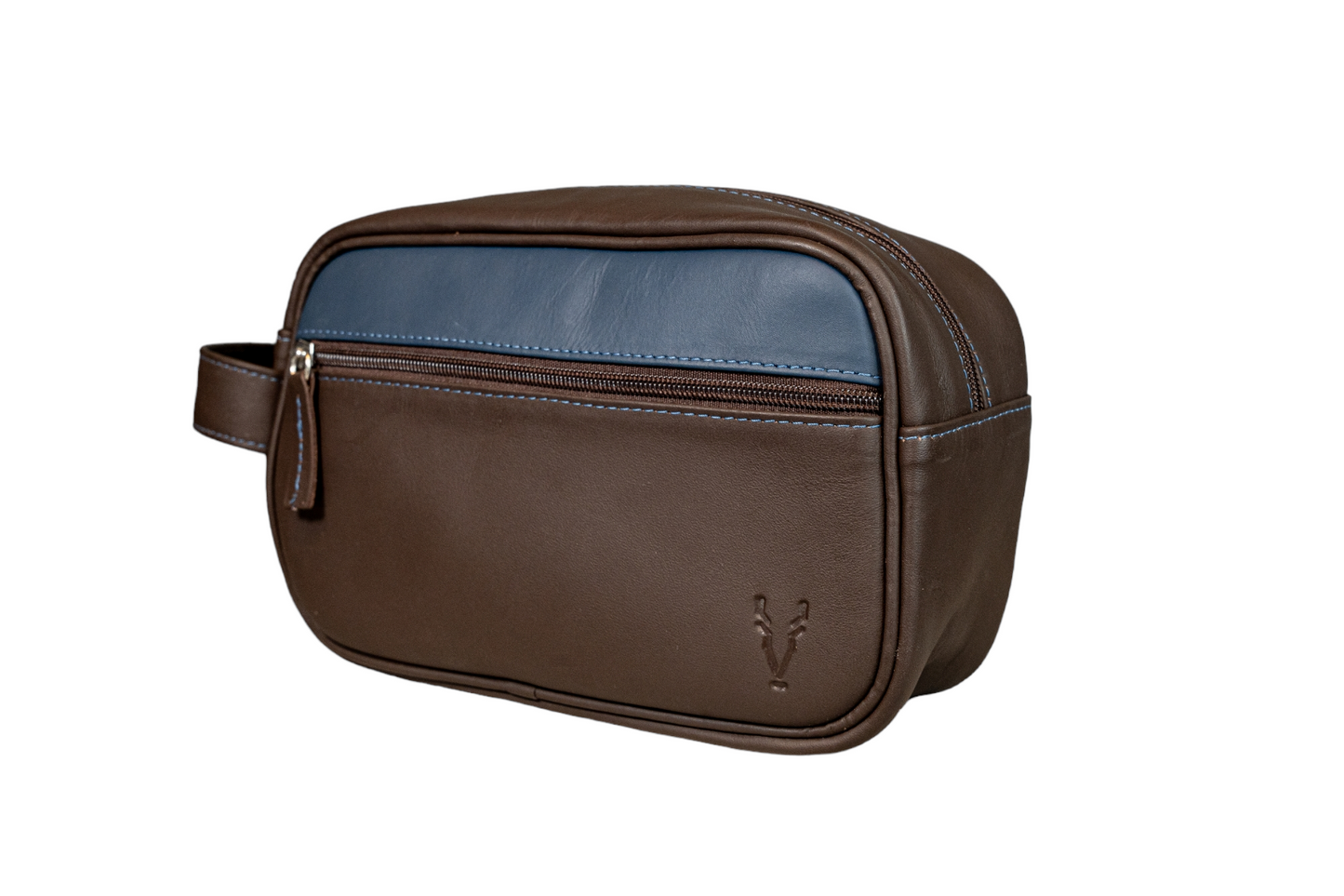 Neceser Compacto Marron Chocolate interior Azul Mate