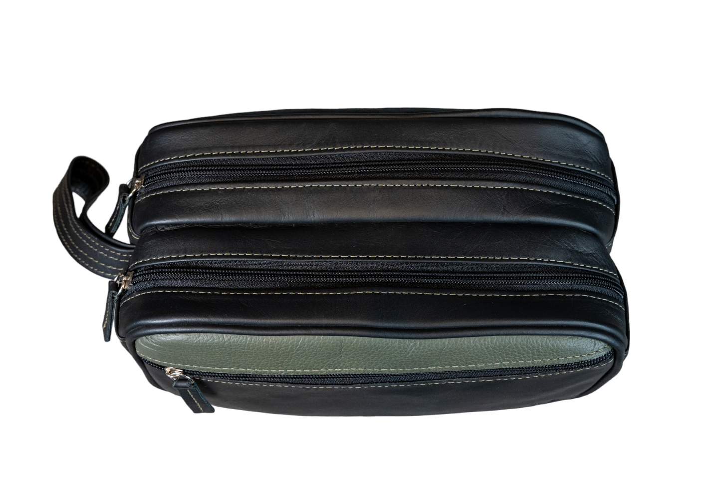 Neceser Doble Negro Mate Interior Verde Militar Granulado