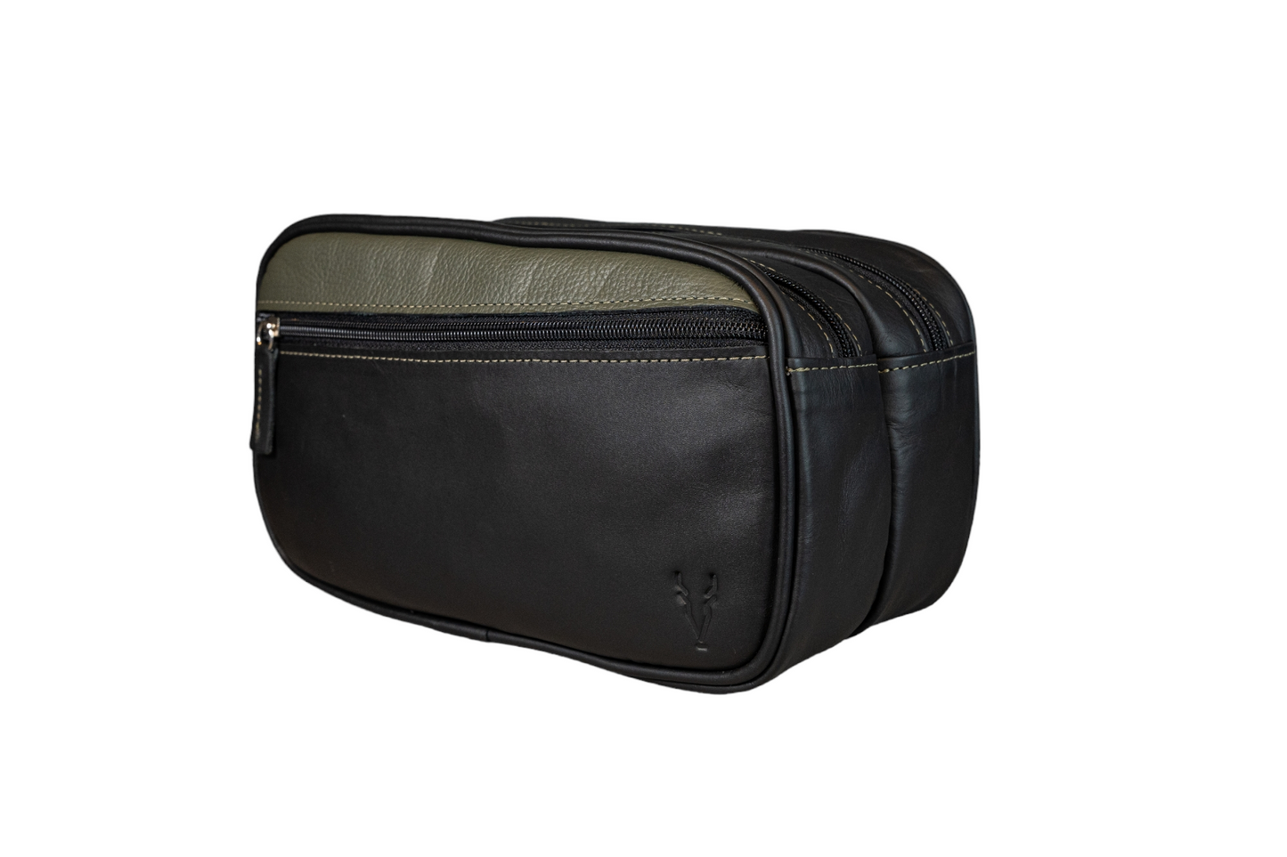 Neceser Doble Negro Mate Interior Verde Militar Granulado