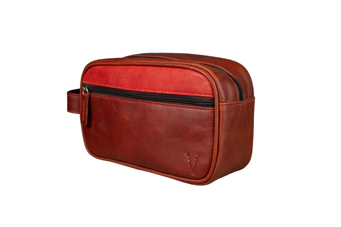Neceser Compacto Marron Rojizo Vintage interior Rojo Vintage