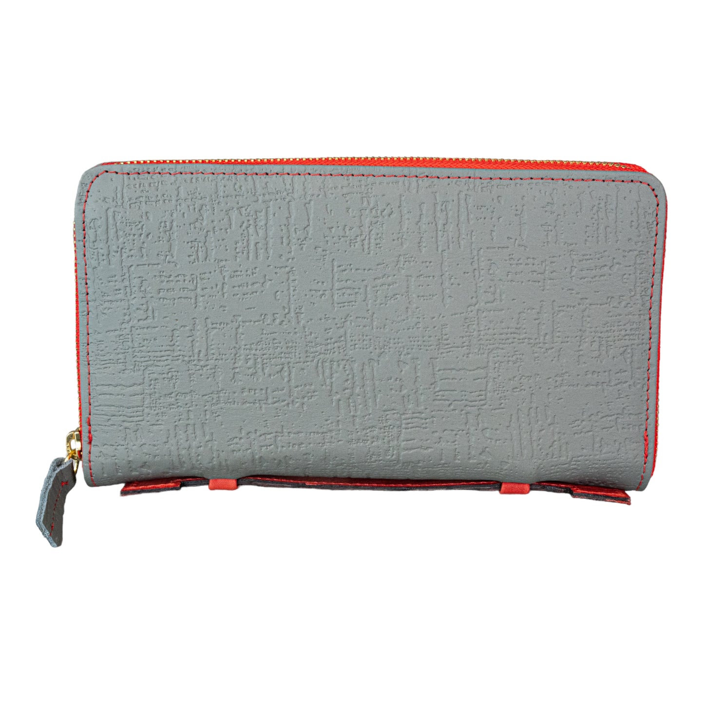 Billetera Model Z Gris Egipcio Interior Rojo Vintage