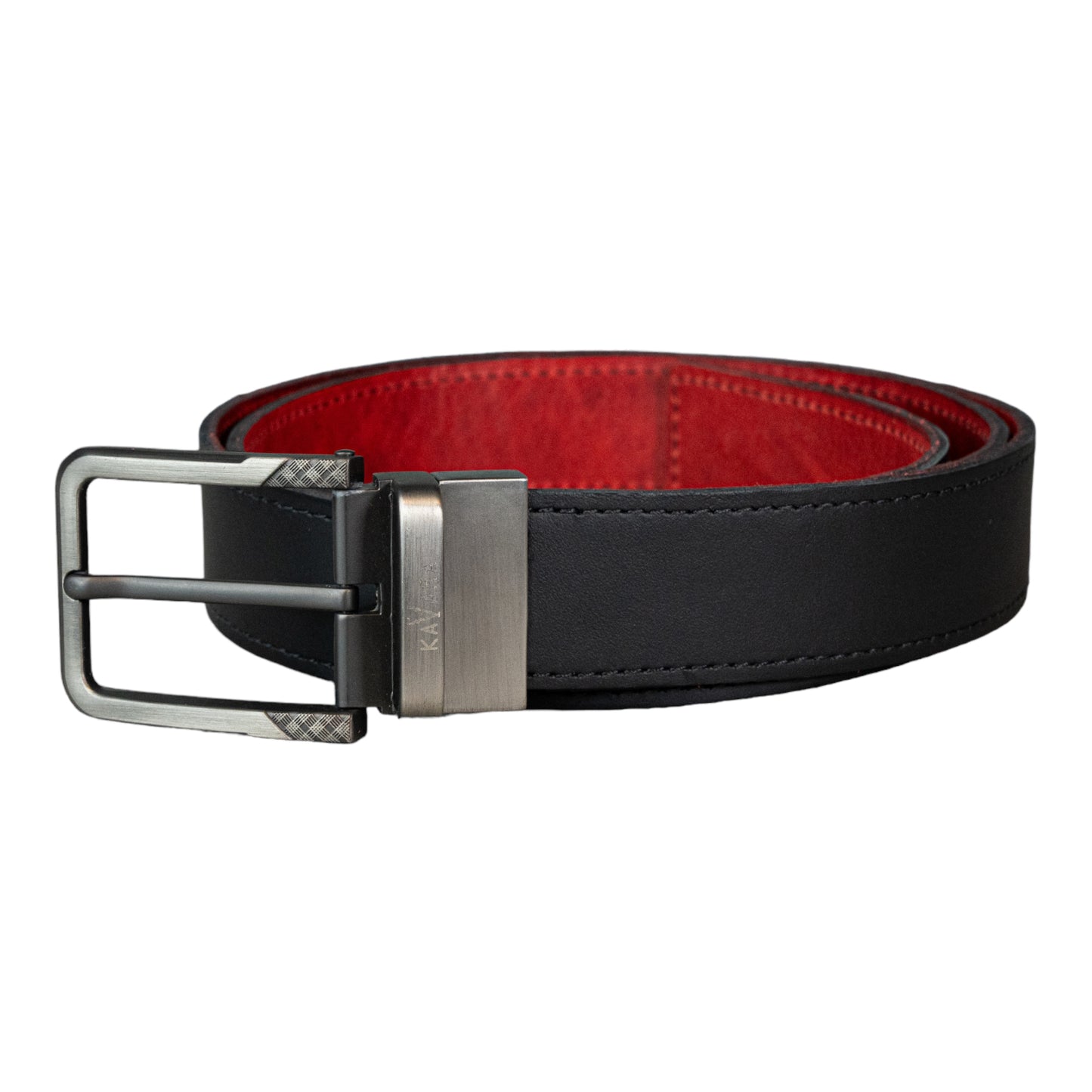 Cinto Doble Faz Rojo Vintage con Negro Mate