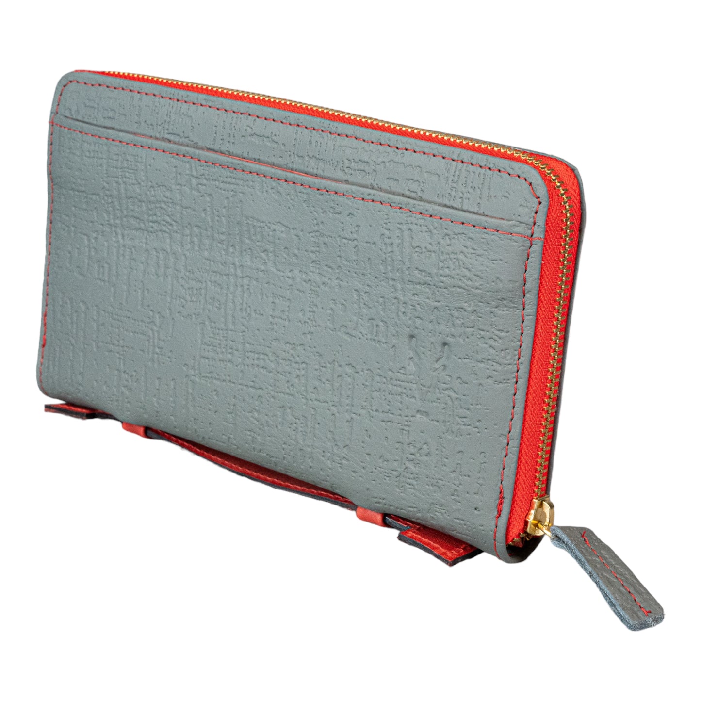 Billetera Model Z Gris Egipcio Interior Rojo Vintage