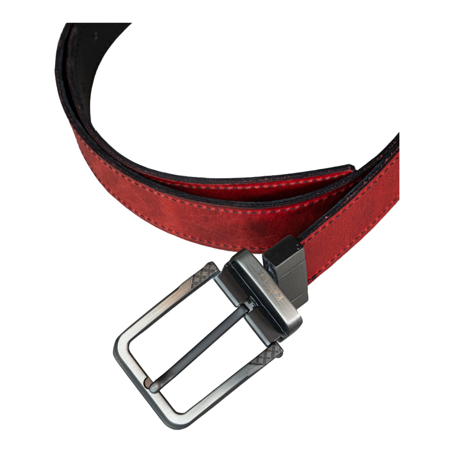Cinto Doble Faz Rojo Vintage con Negro Mate