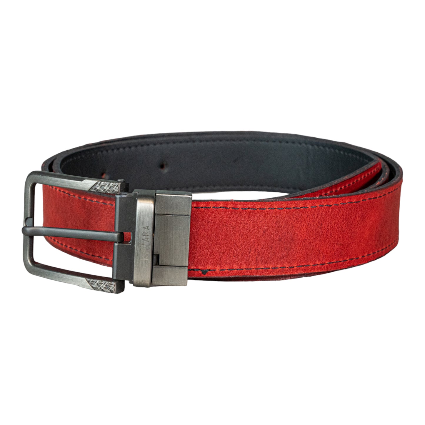 Cinto Doble Faz Rojo Vintage con Negro Mate