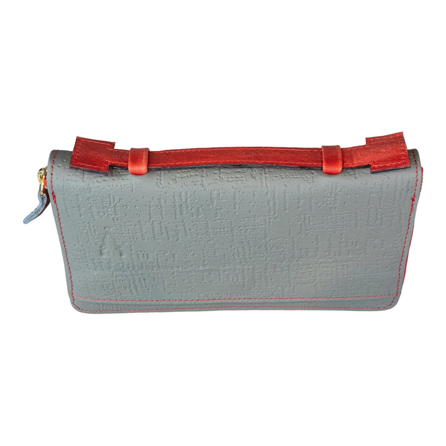 Billetera Model Z Gris Egipcio Interior Rojo Vintage