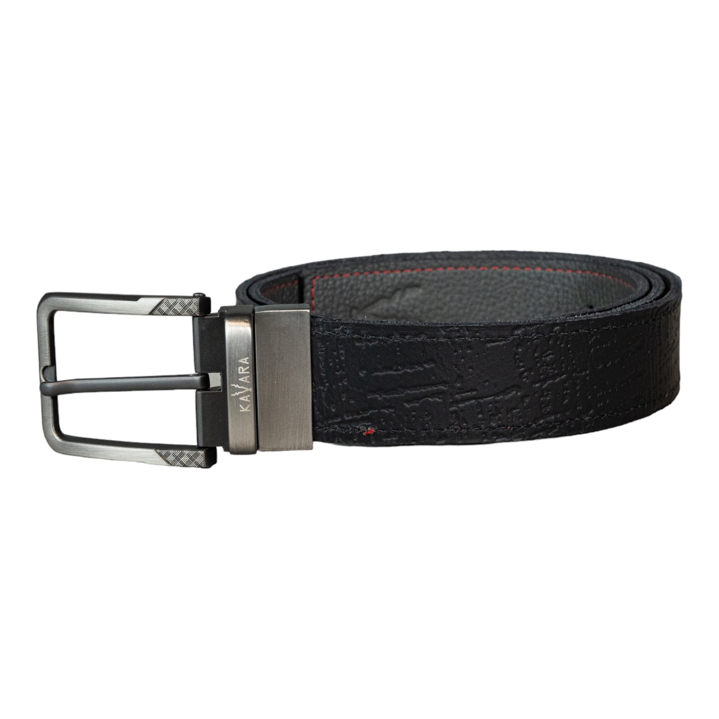 Cinto Doble Faz Gris Granulado con Negro Egipcio