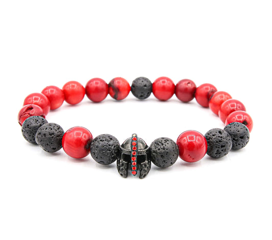 Pulsera Gladiador Black and Red Rodio