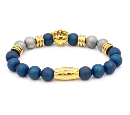 Pulsera Death King Oro18K / Azul Gris