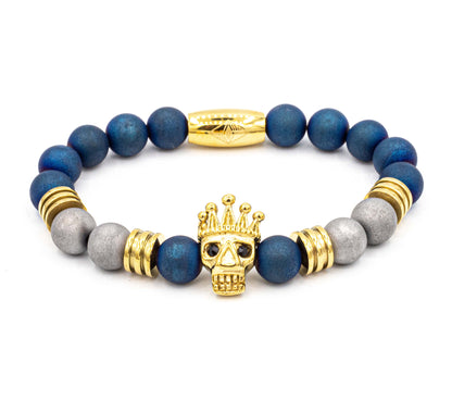 Pulsera Death King Oro18K / Azul Gris
