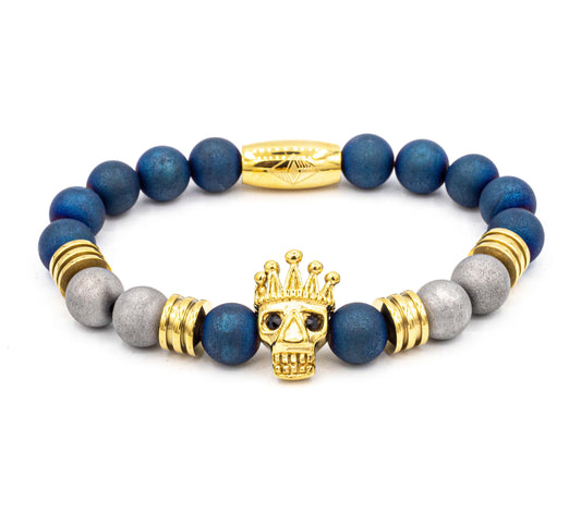Pulsera Death King Oro18K / Azul Gris