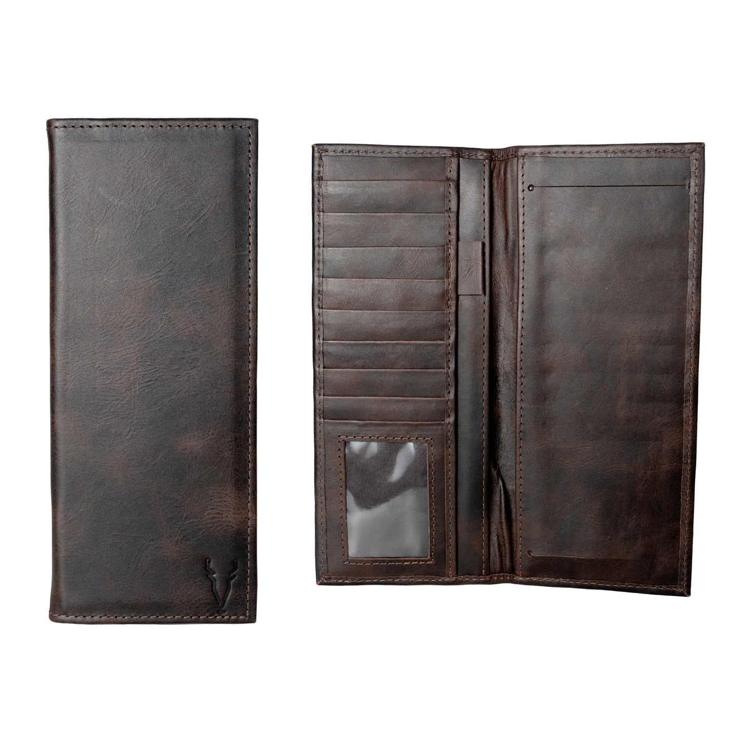 Porta Chequera Marron Oscuro Vintage