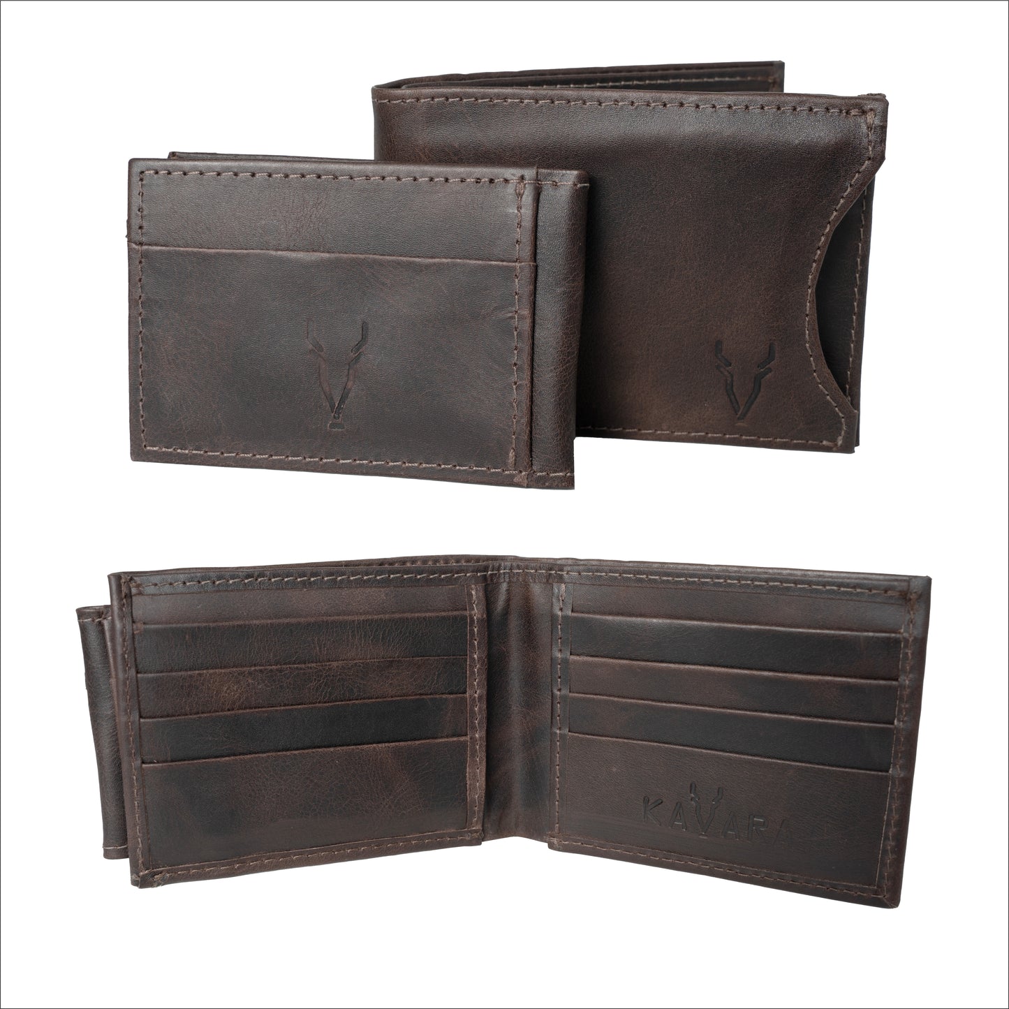 Billetera con Tarjetero Extraible Marron Oscuro Vintage
