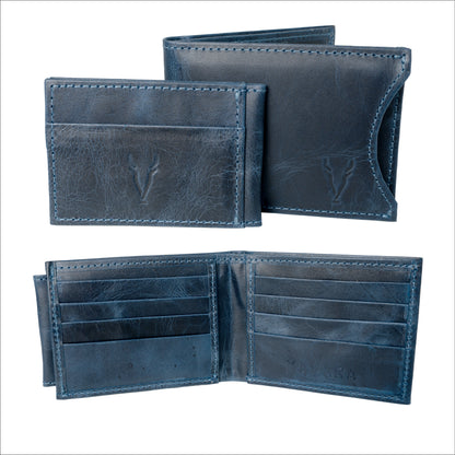 Billetera con Tarjetero Extraible Azul Vintage