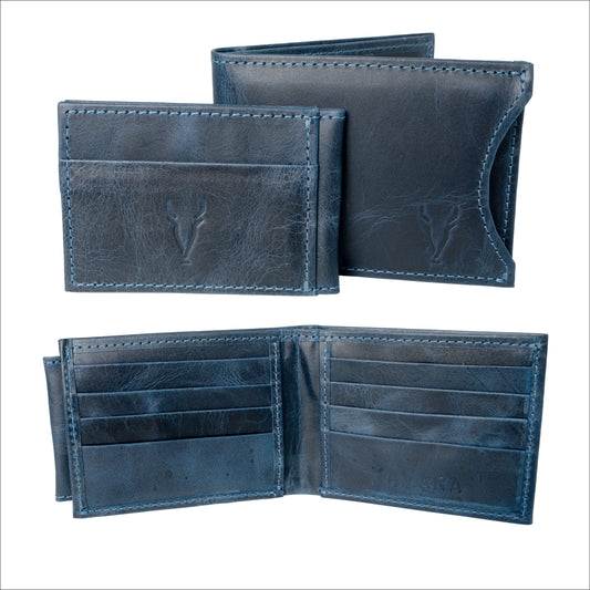 Billetera con Tarjetero Extraible Azul Vintage