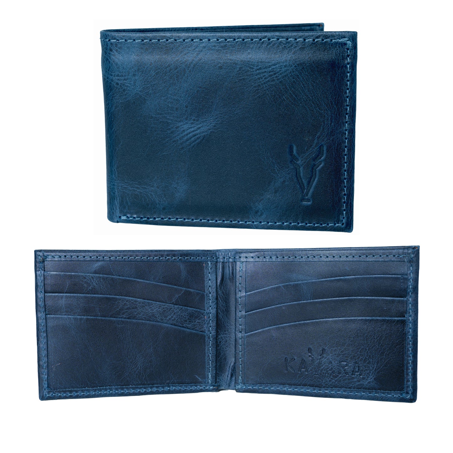 Billetera Compacta Azul Vintage
