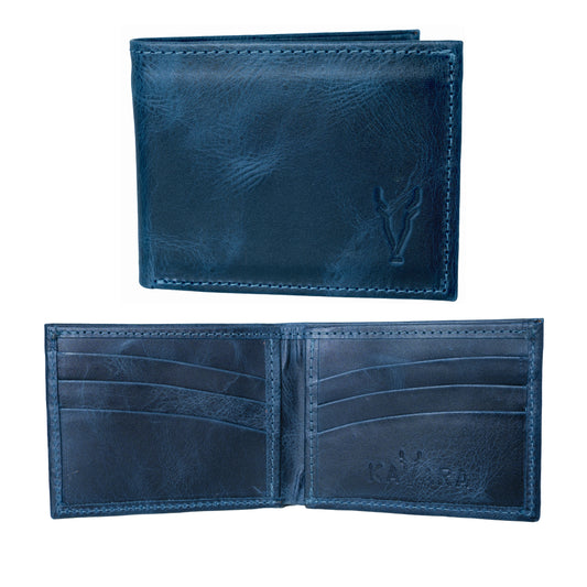 Billetera Compacta Azul Vintage