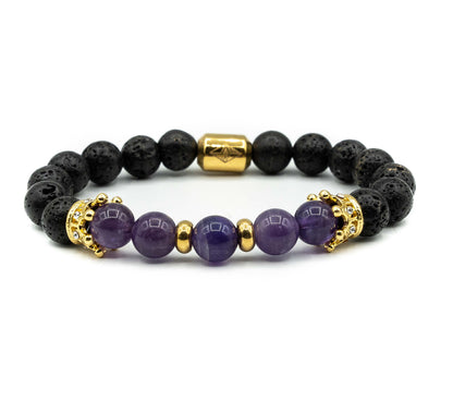Pulsera Doble King Oro18K con Agata Purpura