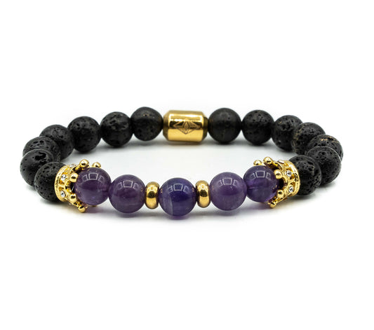 Pulsera Doble King Oro18K con Agata Purpura