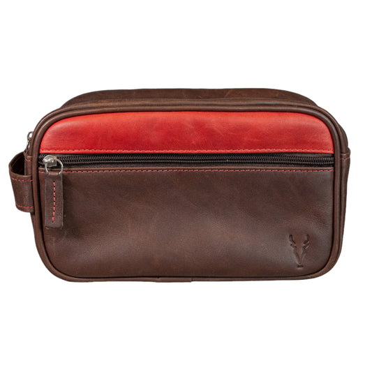 Neceser Compacto Marron Oscuro Vintage interior Rojo Vintage