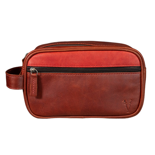 Neceser Compacto Marron Rojizo Vintage interior Rojo Vintage